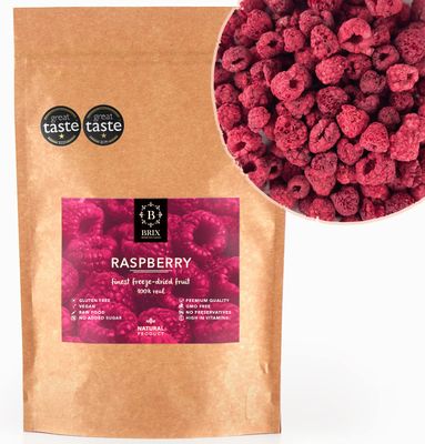 BRIX Freeze Dried Raspberry 100% Natural Dried Whole Raspberries 85g Great Taste Award Dried Fruit Non-GMO, Gluten Free, Vegan & Vitamins Retained