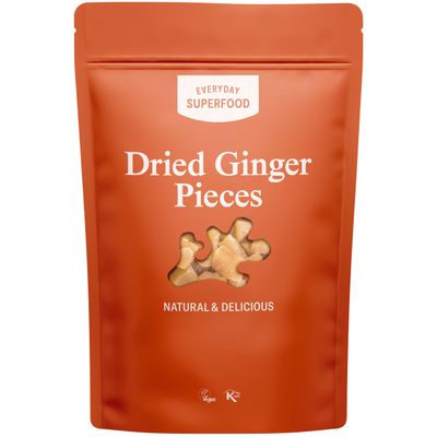 Everyday Superfood Dried Ginger Pieces 190g, No Crystallised Sugar Coating Ginger Chunks, Sweet Hot and Spicy Ginger Root