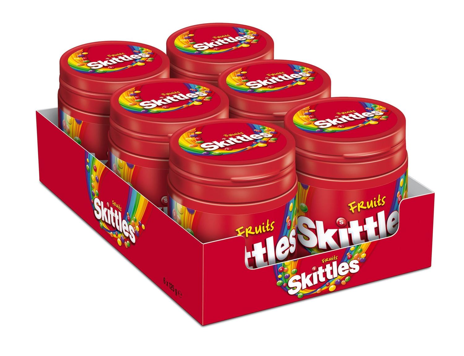 Skittles Sweets Bottle, Vegan Sweets, Bulk Sweets Box, Fruit Chewy Sweets, 6 Packs of 125g