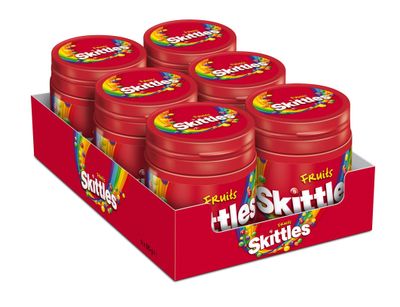 Skittles Sweets Bottle, Vegan Sweets, Bulk Sweets Box, Fruit Chewy Sweets, 6 Packs of 125g