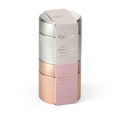 Hotel Chocolat - Pink and Classic Champagne Truffles Tin, 200 g - Chocolate Gifts For Birthday, Thank You, Anniversary - Gifts For Her &amp; Him