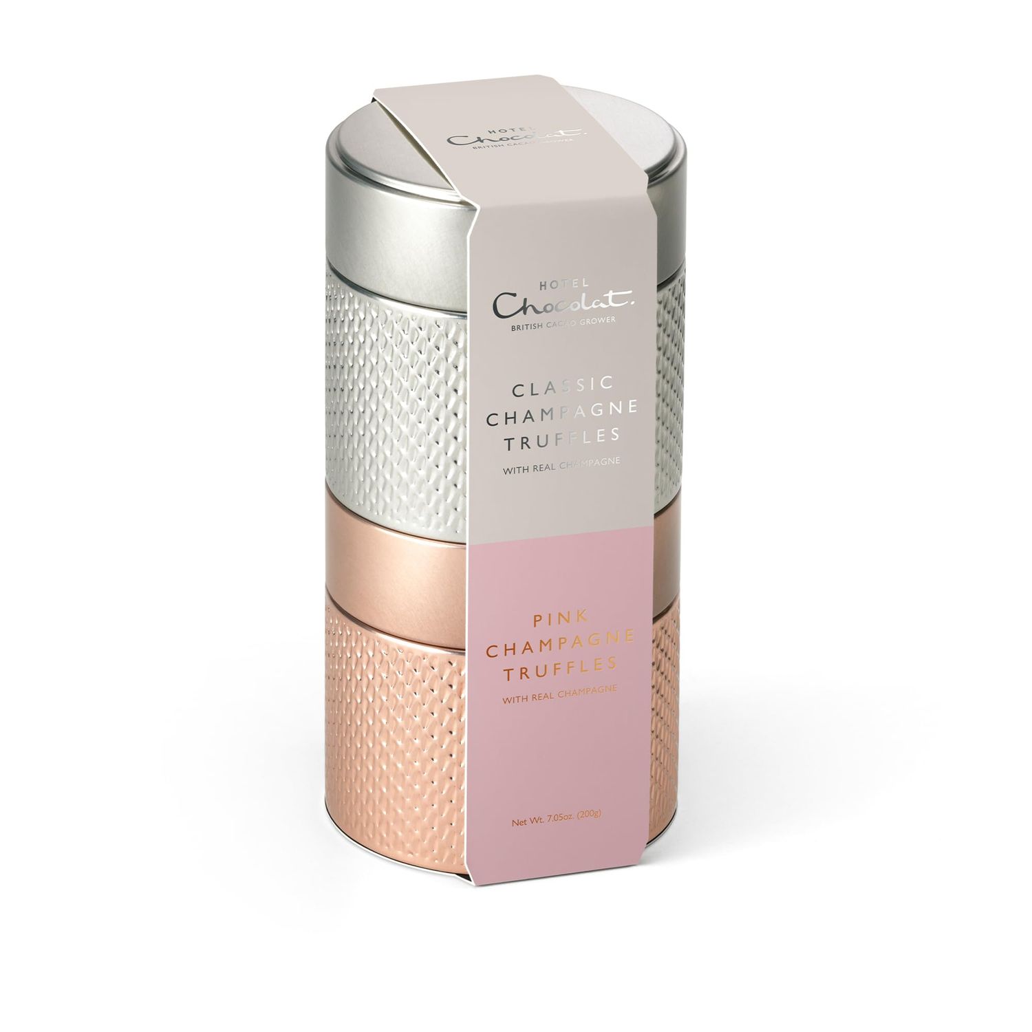 Hotel Chocolat - Pink and Classic Champagne Truffles Tin, 200 g - Chocolate Gifts For Birthday, Thank You, Anniversary - Gifts For Her &amp; Him