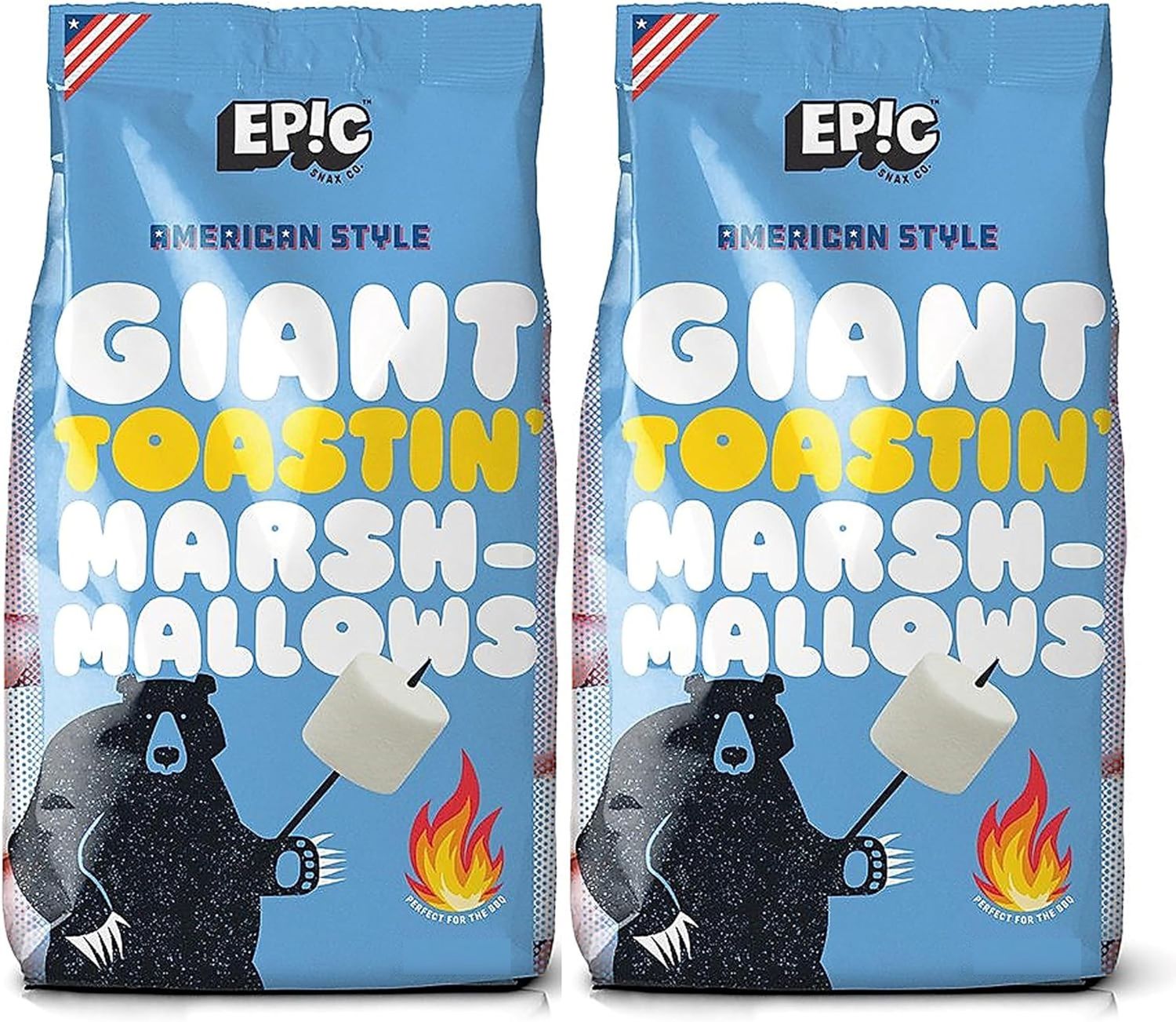 American Style GLUTEN FREE Giant Toasting Marshmallows - White &amp; Pink - Pack of 2 (500g x 2) by Epic Snax Co. - Perfect for Barbeque, Bonfire Roast, Toastin' &amp; Smores