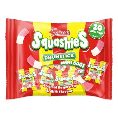 Swizzels Drumstick Squashies Sweets, Raspberry and Milk Flavour Sweets, Mini Bag Multipack (20 Mini Sweet Bags)