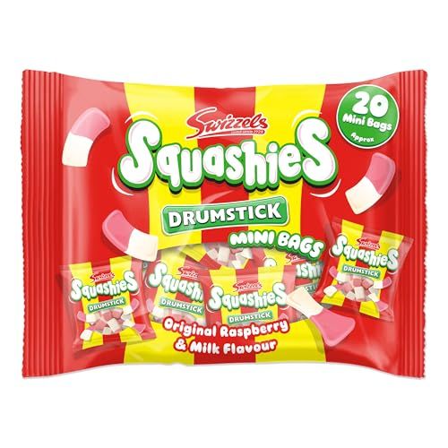 Swizzels Drumstick Squashies Sweets, Raspberry and Milk Flavour Sweets, Mini Bag Multipack (20 Mini Sweet Bags)