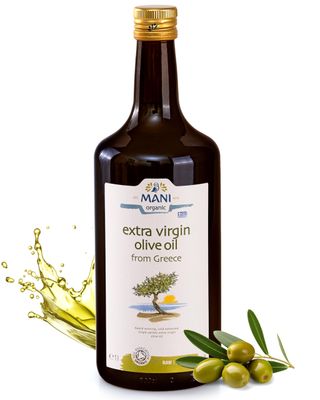 MANI Organic Extra Virgin Olive Oil Bottle 1L - Premium Greek Olive Oil cold-extracted from Koroneiki olives - 100% natural organic olive oil - Organic Oil mildly fruity, vegan & sustainable