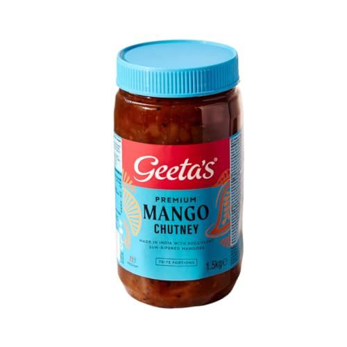Geeta's Premium Mango Chutney 1.5Kg - Authentic Chutney Jar Tangy, Spicy, and Flavorful Indian Condiment Spread for Sandwiches, and Snacks - Gluten-Free, Vegan
