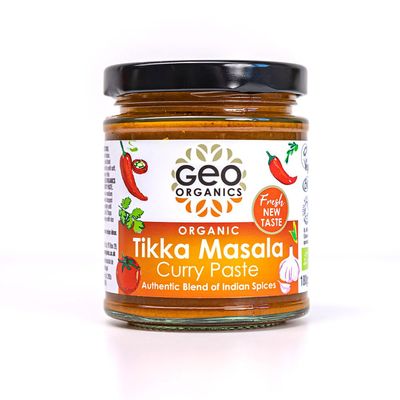 Geo Organics Tikka Masala Curry Paste 180g (Pack of 1) Serves 4 Organic Curry Paste Certified Organic & Vegan-Friendly Authentic Restaurant Recipe Base Tikka Masala Vegan Food