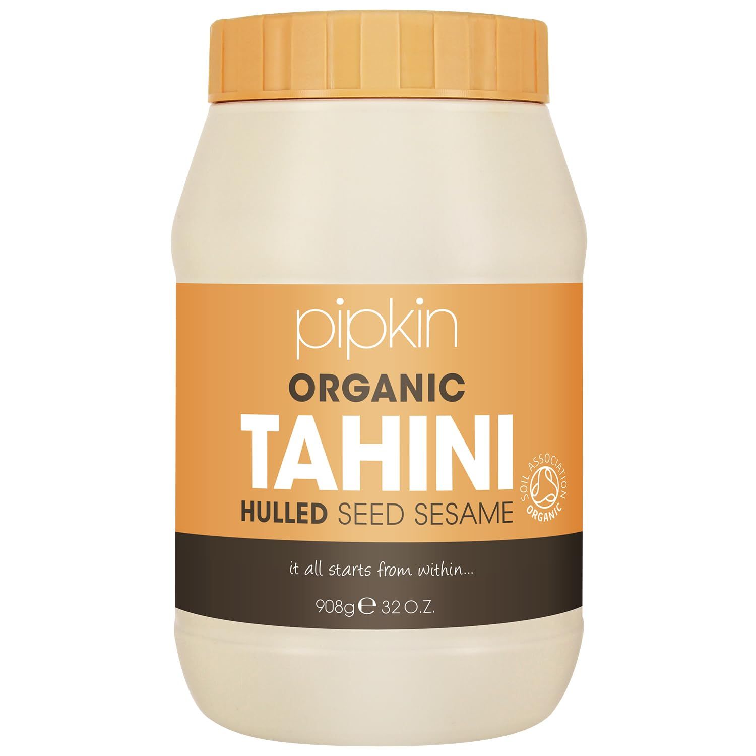 Pipkin 100% Organic Tahini Paste 908g - Roasted and pressed Ethiopian Sesame Seeds - All Natural, Kosher, Vegan, Non-GMO
