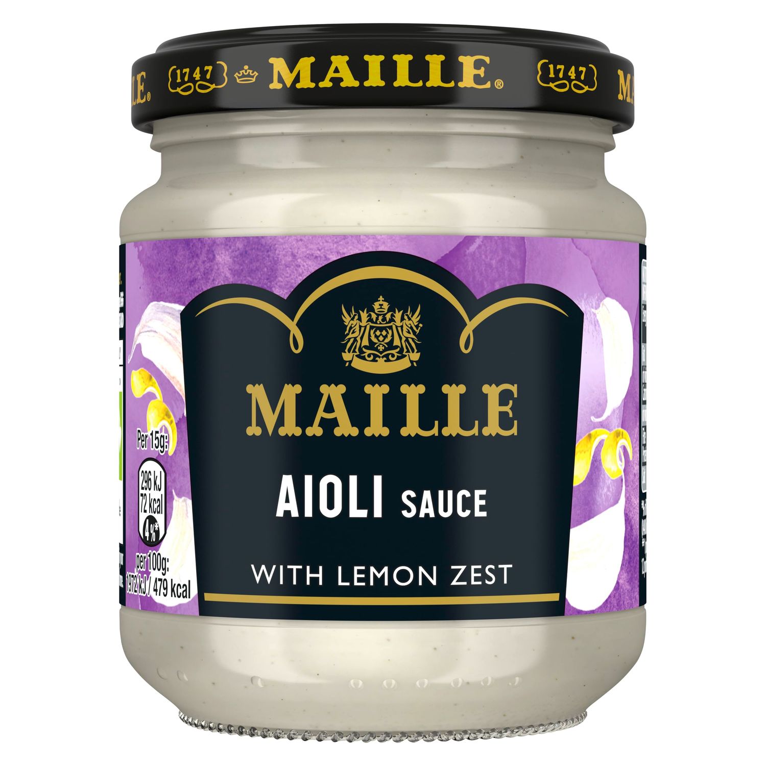 Maille Aioli Sauce garlic sauce with lemon zest and black pepper perfect with steak, chicken, fish and vegetables 185 g