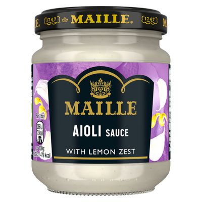 Maille Aioli Sauce garlic sauce with lemon zest and black pepper perfect with steak, chicken, fish and vegetables 185 g