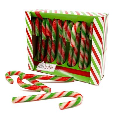 Bonds of London Candy Canes, Festive &amp; Classic Peppermint Flavour, Ideal Stocking Fillers &amp; Christmas Treats, 12 Canes, 144 g Box (Pack of 1)