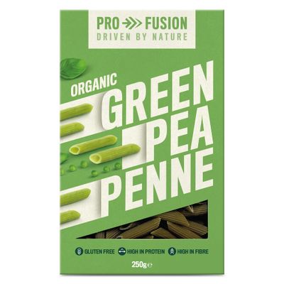 Profusion Organic Green Pea Penne Pasta, 250g - High in Plant-Based Protein &amp; Fibre - Grain-Free, Gluten-Free, GMO-Free &amp; Suitable for Vegans