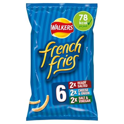 Walkers French Fries Variety Multipack Snacks Crisps 6x18g