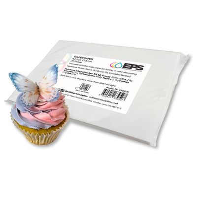 EPS A4 Wafer Paper (25 Pack) for Edible Printing and Cake Decorating (0.4mm) - Plain White A4 Edible Wafer Sheets (Rice Paper), Unsweetened and Tasteless, Vegan &amp; Vegetarian