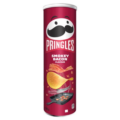 Pringles Smokey Bacon Flavour Crisps 185g, Packaging May Vary