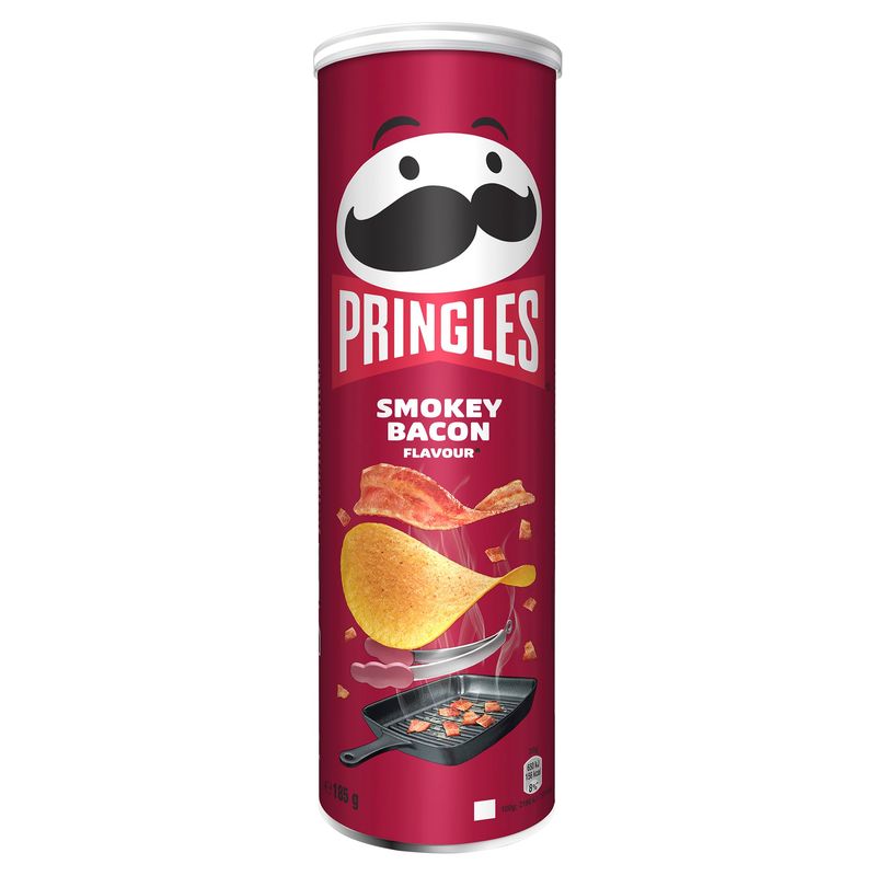 Pringles Smokey Bacon Flavour Crisps 185g, Packaging May Vary