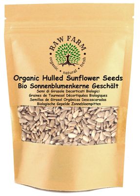 Raw Farm - Organic Raw Sunflower Kernels 1kg - Shelled Sunflower Seeds, 100% Natural, Non-GMO, High Protein &amp; Fibre, Raw &amp; Unsalted - Ideal for Snacking, Baking, Salads
