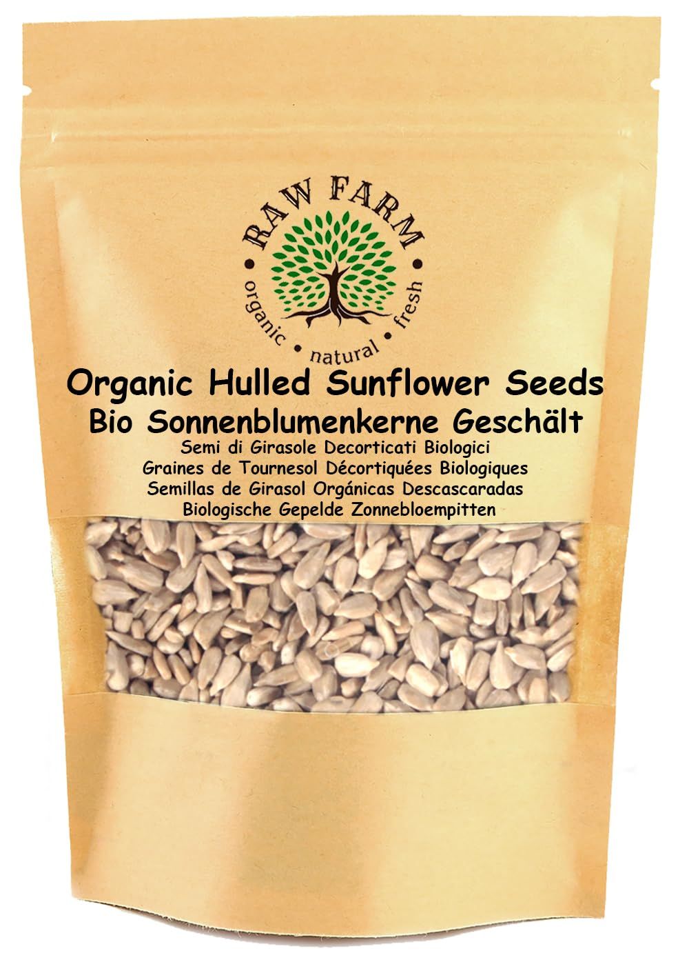 Raw Farm - Organic Raw Sunflower Kernels 1kg - Shelled Sunflower Seeds, 100% Natural, Non-GMO, High Protein &amp; Fibre, Raw &amp; Unsalted - Ideal for Snacking, Baking, Salads