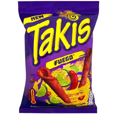 Takis Fuego Crunchy Rolled Tortilla Chips 55g (Pack of 21)