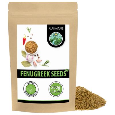Alpi Nature Fenugreek Seed 250g 8.8 oz, Whole Raw Methi Seeds, Whole Fenugreek Seeds for Cooking