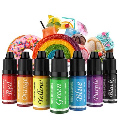 Food Colouring - 7 Colours x 12ml Food Colours Set for Cakes Baking, Biscuits, Macaroon - Highly Concentrated Food Colouring for Fondant,Icing,Slime Making DIY Supplies Kit(Mixed, 84ml)