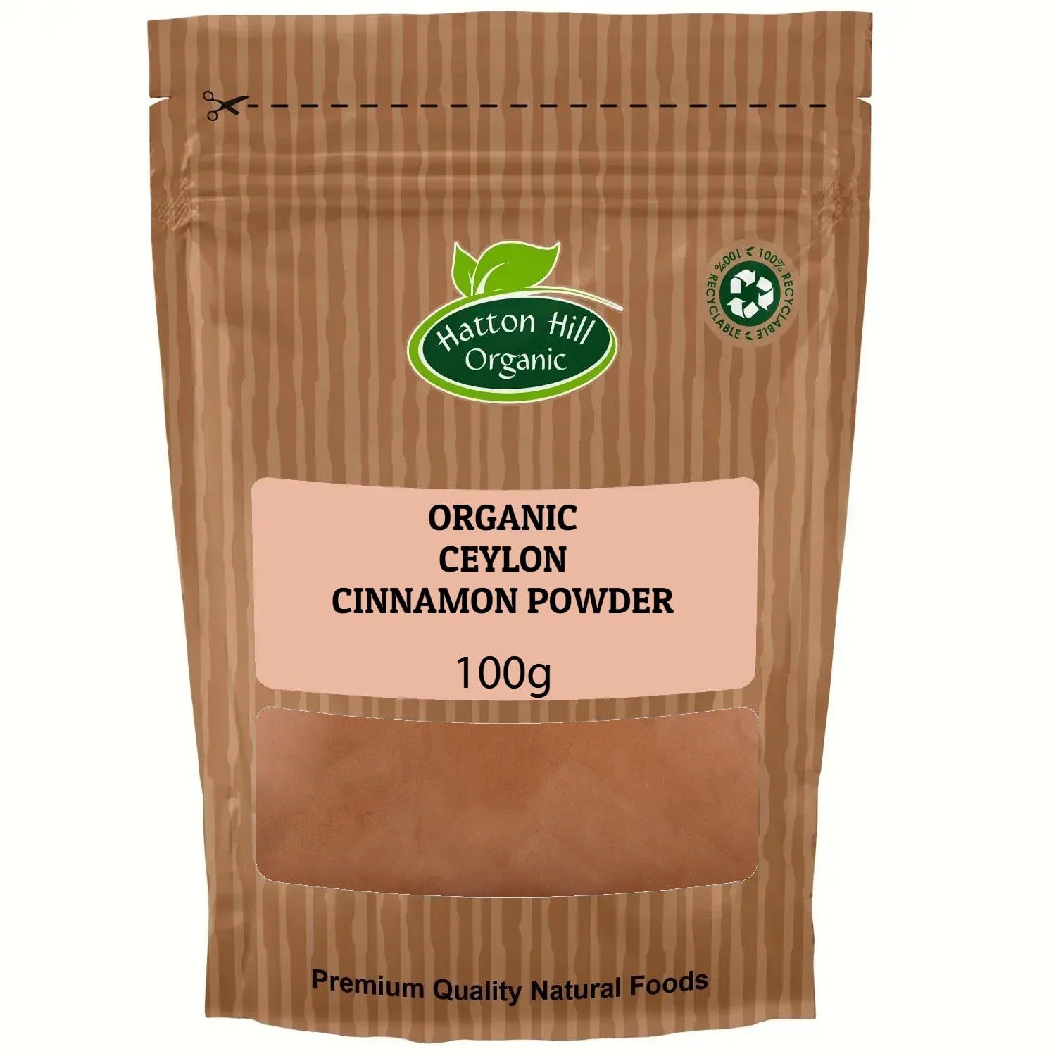 Organic Ceylon Cinnamon Powder 100g by Hatton Hill Organic Delicate and Sweet, True Cinnamon, Perfect for Culinary Creations