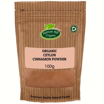 Organic Ceylon Cinnamon Powder 100g by Hatton Hill Organic Delicate and Sweet, True Cinnamon, Perfect for Culinary Creations