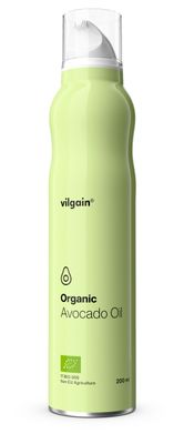 Vilgain Organic Avocado Oil Spray 200ml 100% Pure Cold Pressed BIO Avocado Oil High Smoke Point Cooking Spray Non-Aerosol & Chemical Free Keto & Paleo