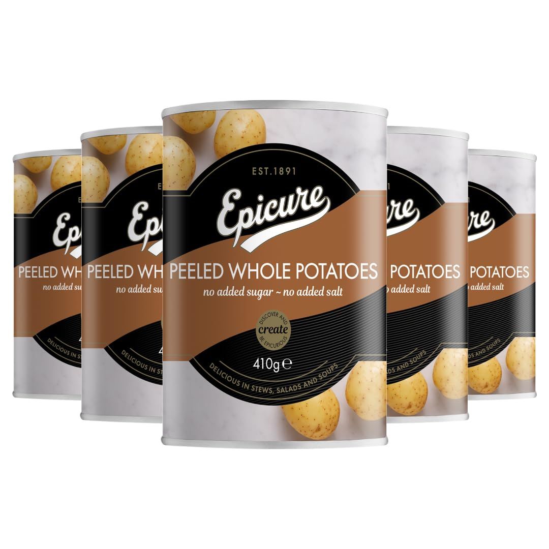 Epicure Peeled Whole Potatoes, Tinned Vegetables in Water, Easy Cooking 400 g (Pack of 12)