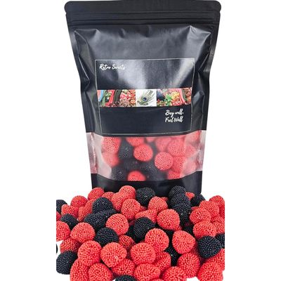 Crunchy Blackberry and Raspberry Sweets - 500g bag small Blackberries and Raspberries Bobbly Sweets by skvdntrade8 (Blackberry and Raspberry, 500g)