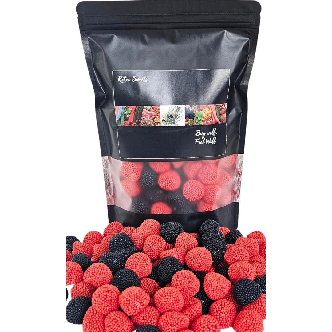 Crunchy Blackberry and Raspberry Sweets - 500g bag small Blackberries and Raspberries Bobbly Sweets by skvdntrade8 (Blackberry and Raspberry, 500g)