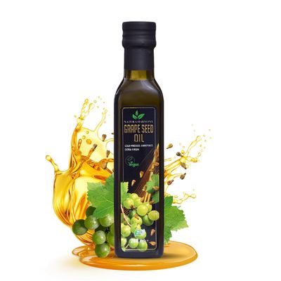 Natura Harmony Grape Seed Oil 250ml Cold-Pressed Unrefined Edible Oil Neutral Flavour for Salads & Cooking Rich in Linoleic Acid & Vitamin E High Smoke Point Vegan