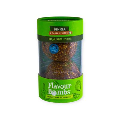 Birria Bomb - Authentic Mexican Birria Tacos Flavour Bomb - Easy to Use with Beef or Protein - Vegan &amp; Gluten Free - 2 x 62g Bombs - Great British Food Awards 2025