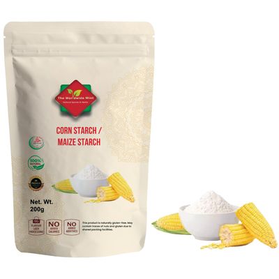 Corn Starch (200g / 7.05 oz) Maize Starch Best for Gravy sauce thickener Non GMO Vegan No Preservatives Added Supplied in Reusable Zip Sealed Pacakging