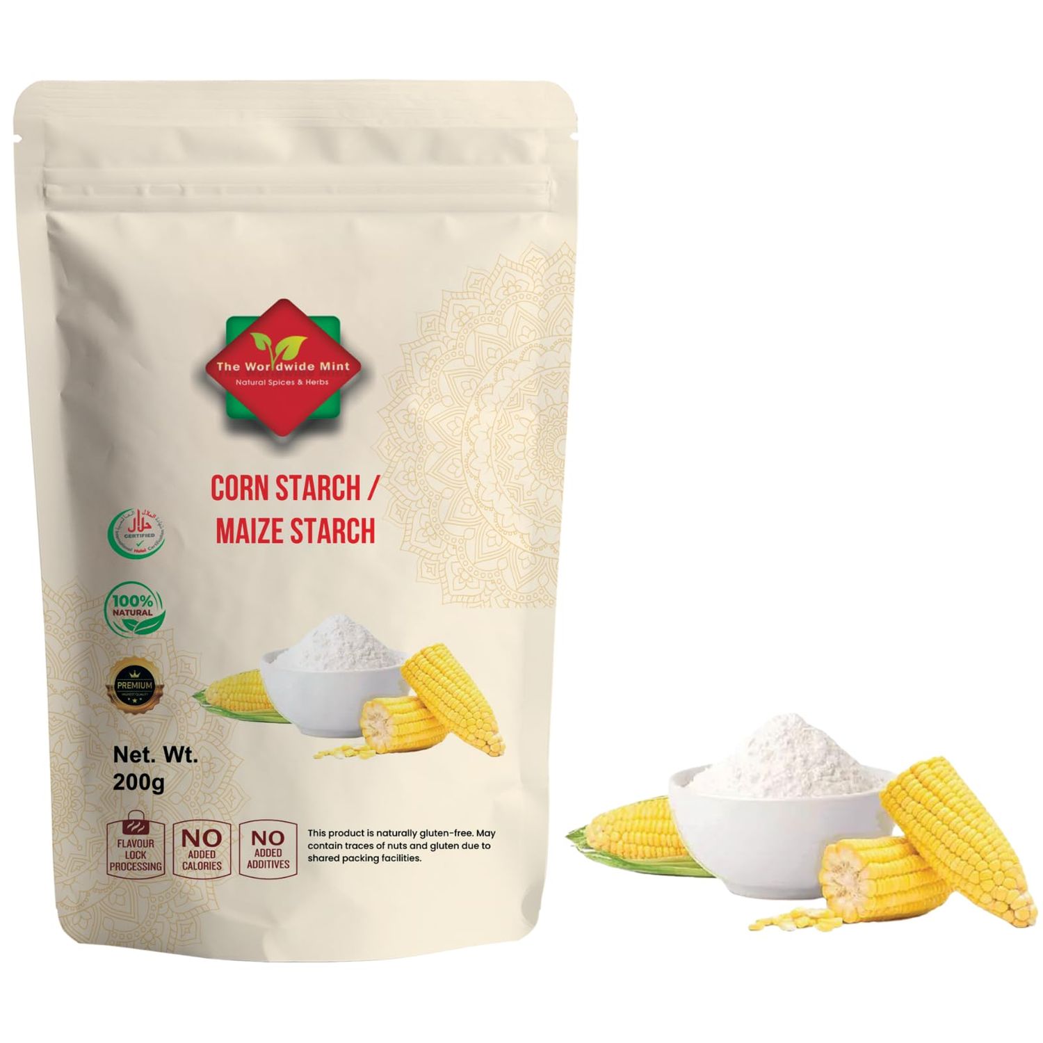 Corn Starch (200g / 7.05 oz) Maize Starch Best for Gravy sauce thickener Non GMO Vegan No Preservatives Added Supplied in Reusable Zip Sealed Pacakging