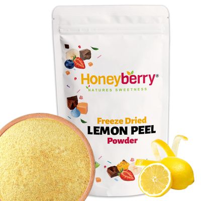 Freeze Dried Lemon Peel Powder 100g - Pure and Tangy Citrus Lemon Powder - All Natural, No Additives or Preservatives, Perfect for Cooking and Baking Delights, Smoothies and Desserts