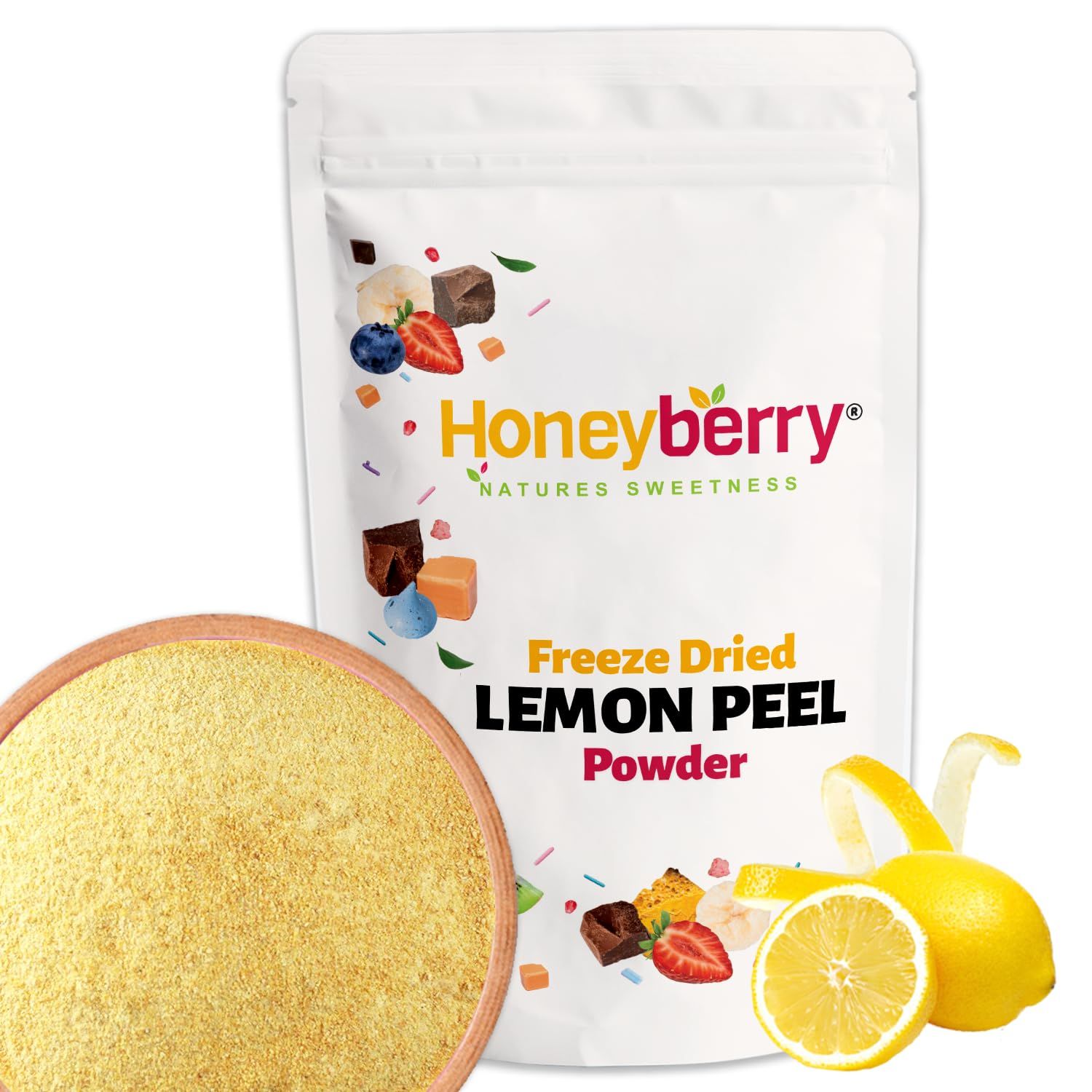 Freeze Dried Lemon Peel Powder 100g - Pure and Tangy Citrus Lemon Powder - All Natural, No Additives or Preservatives, Perfect for Cooking and Baking Delights, Smoothies and Desserts