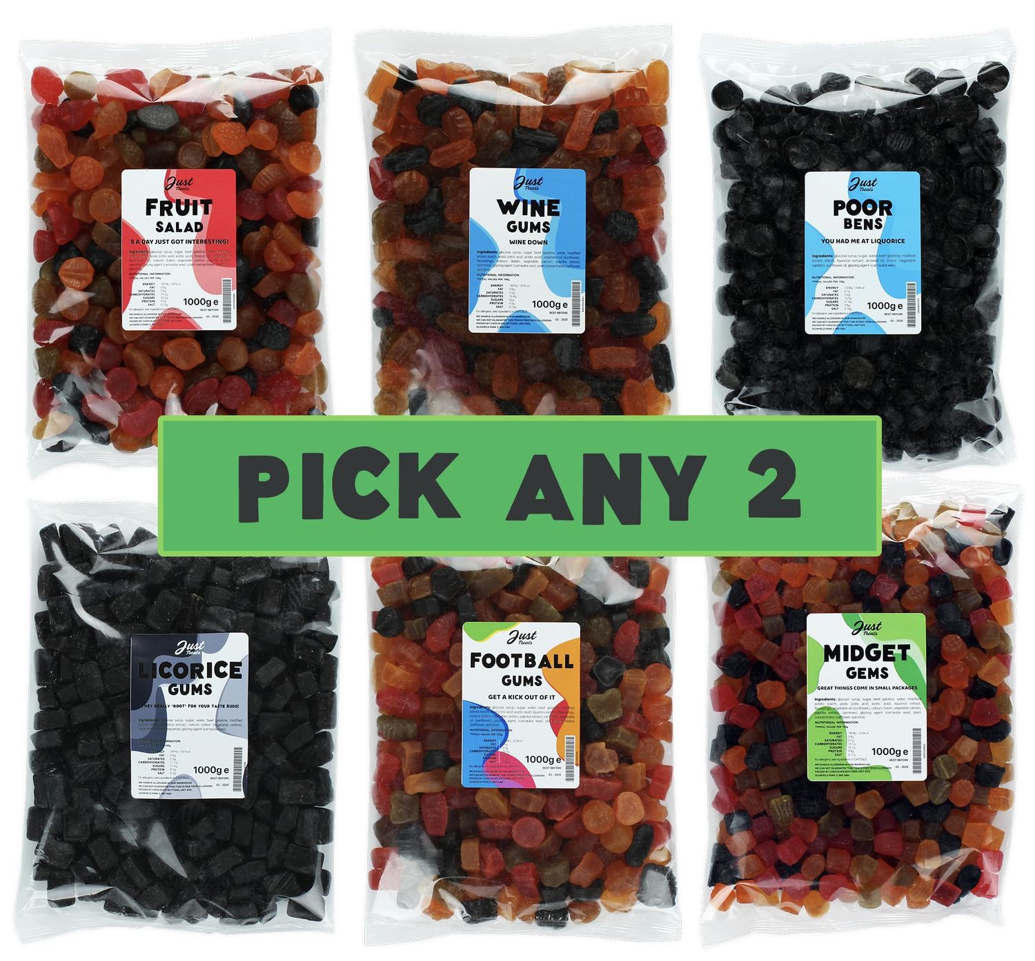 Lion Gums Mix &amp; Match Selection - Pick Any 2 x 1kg Bags