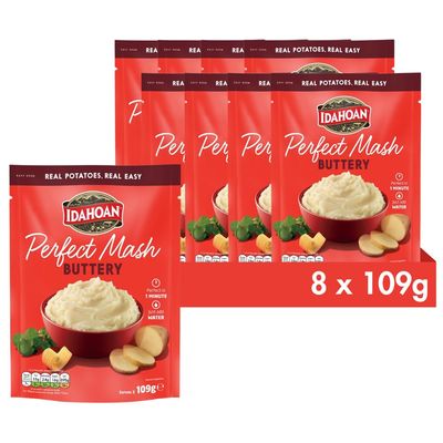 Idahoan Buttery Potato Mash Potatoes Pack of 8 x 109g