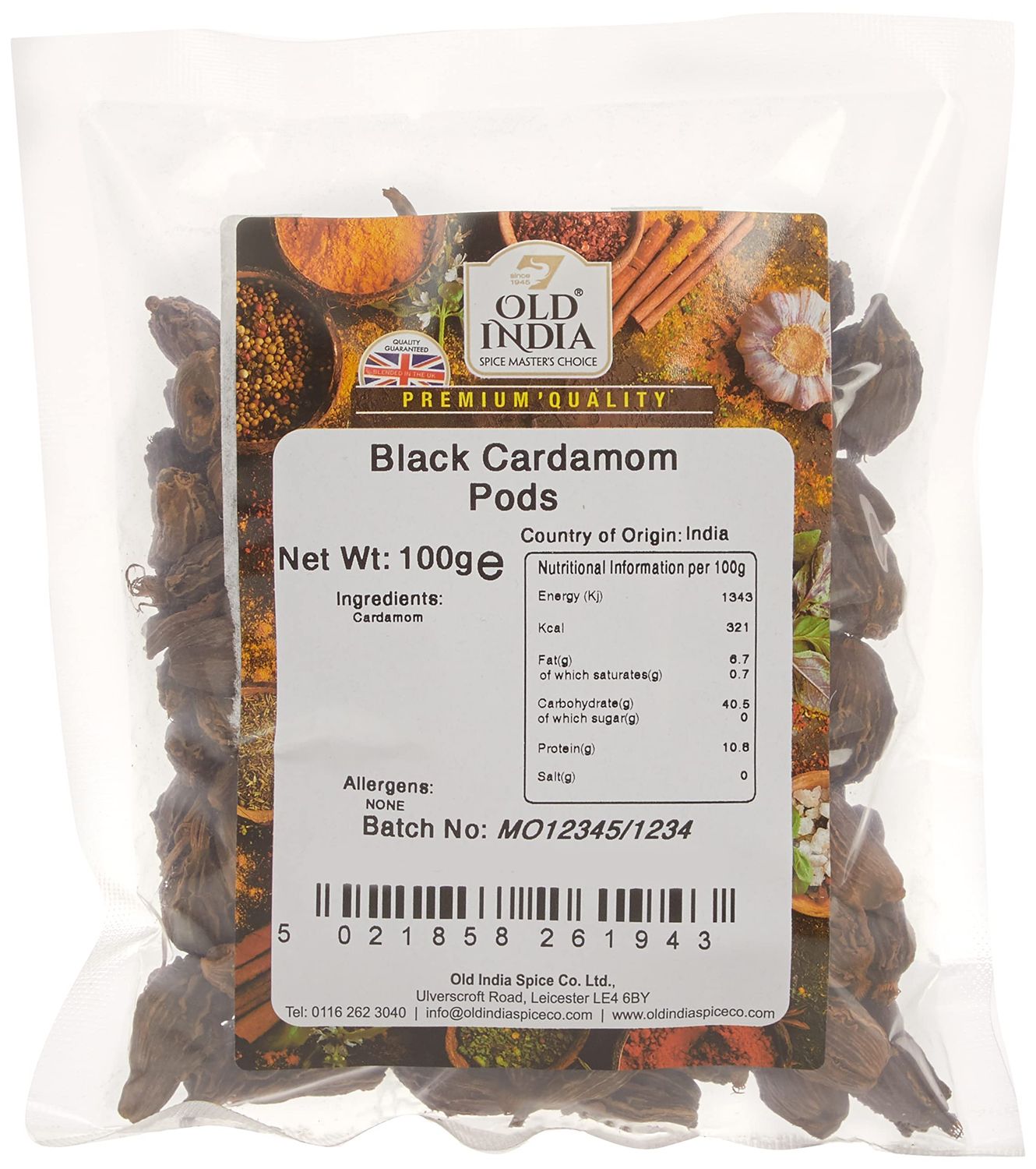 Old India Black Cardamom Pods 100g