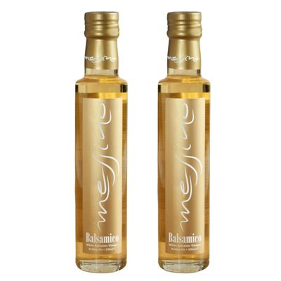 Messino Greek White Balsamic Vinegar - No Added Sugar - Vegan - Pack of 2 x 250ml Glass Bottles (Total 500ml) - Mild Acidity - Ideal for Salads, Marinades & Desserts - Made in Greece
