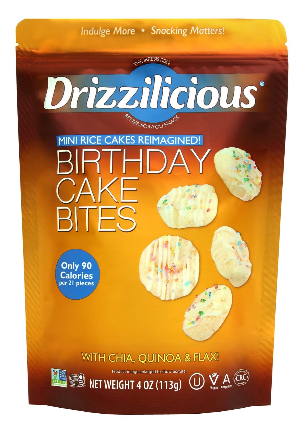 Drizzilicious Birthday Cake Mini Rice Cakes with White Chocolaty Drizzle 113g