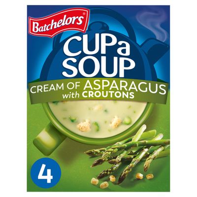 Batchelors Cup a Soup Cream of Asparagus with Croutons Instant Soup, 4 Sachets Per 117 g (Pack of 1)
