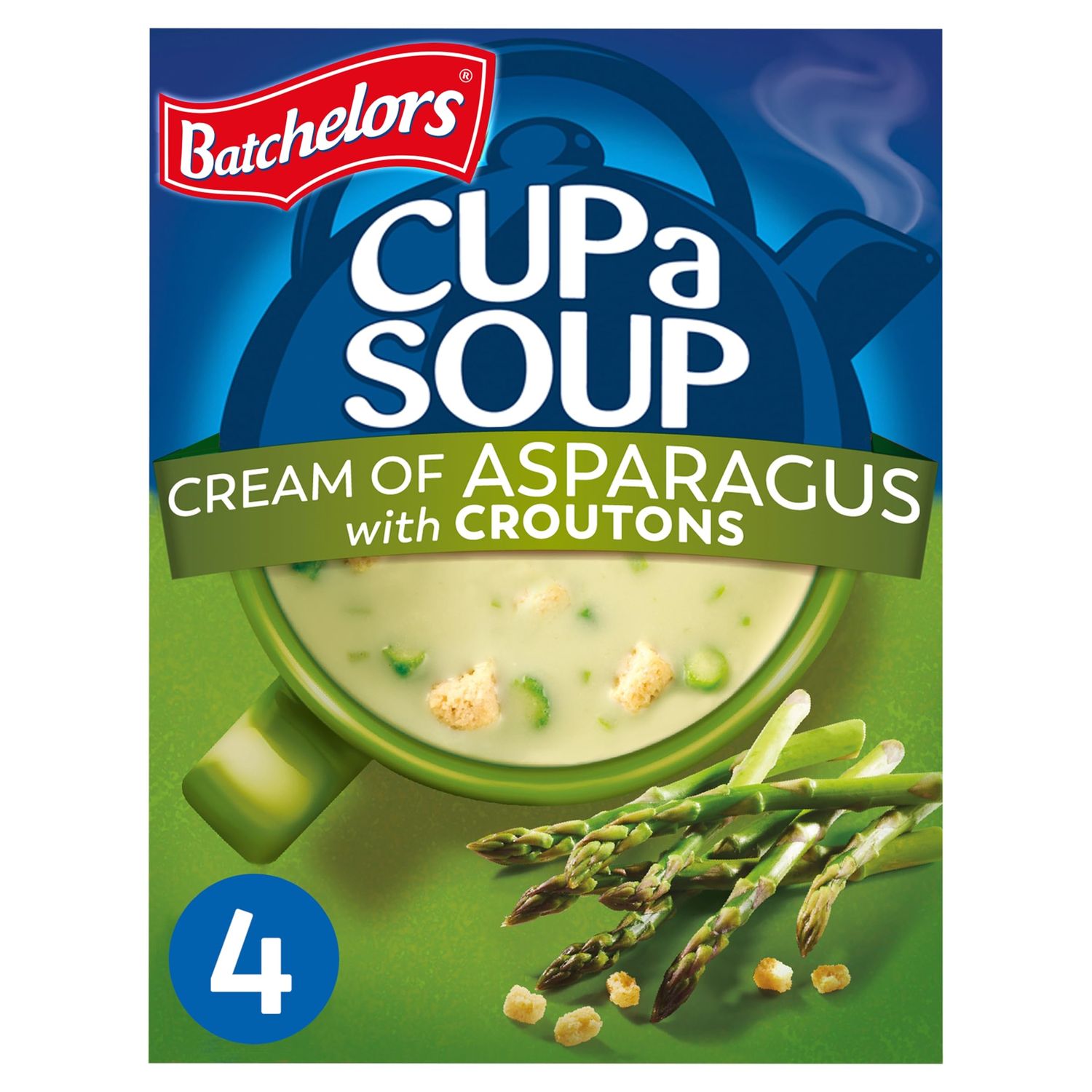 Batchelors Cup a Soup Cream of Asparagus with Croutons Instant Soup, 4 Sachets Per 117 g (Pack of 1)