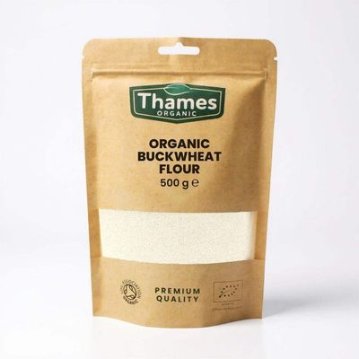 Organic Buckwheat Flour - 100% Pure & Natural Flour - No Additives, No Preservatives - Vegan, Non-GMO, Certified Organic - Great for Baking, Cooking - Thames Organic 500g