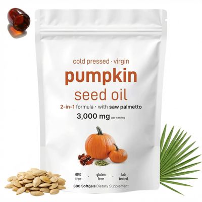 Pumpkin Seed Oil Capsules, 300 Softgels Cold Pressed Pumpkins Seed Oil for Hair Growth - Essential Fatty Acids &amp; Zinc,Non-GMO, Gluten Free