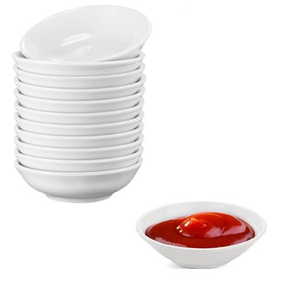Yeenano Round Soy Sauce Dish,12 pcs 7.2 x 2 Cm Spice Bowls,Dipping Sauce Dishes Dip Bowls for Sushi,Small Bowls for Dips,Reusable Mini Bowls Soy Sauce Dish for Snacks,Condiments,Side Dishes (White)
