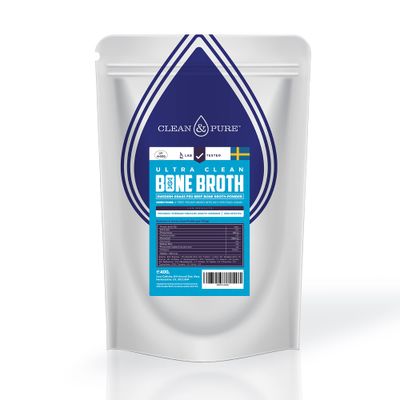 UK's Cleanest Bone Broth Powder for Humans 400g (40+ Servings) Lab Tested Bone Broth Protein Powder Grass Fed Beef from Sweden - By Super Cal