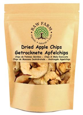 Raw Farm - Dried Apple Chips 200 g - 100% Natural Apple Slices No Seeds No Added Sugar No Additives Vegan-Friendly Snack